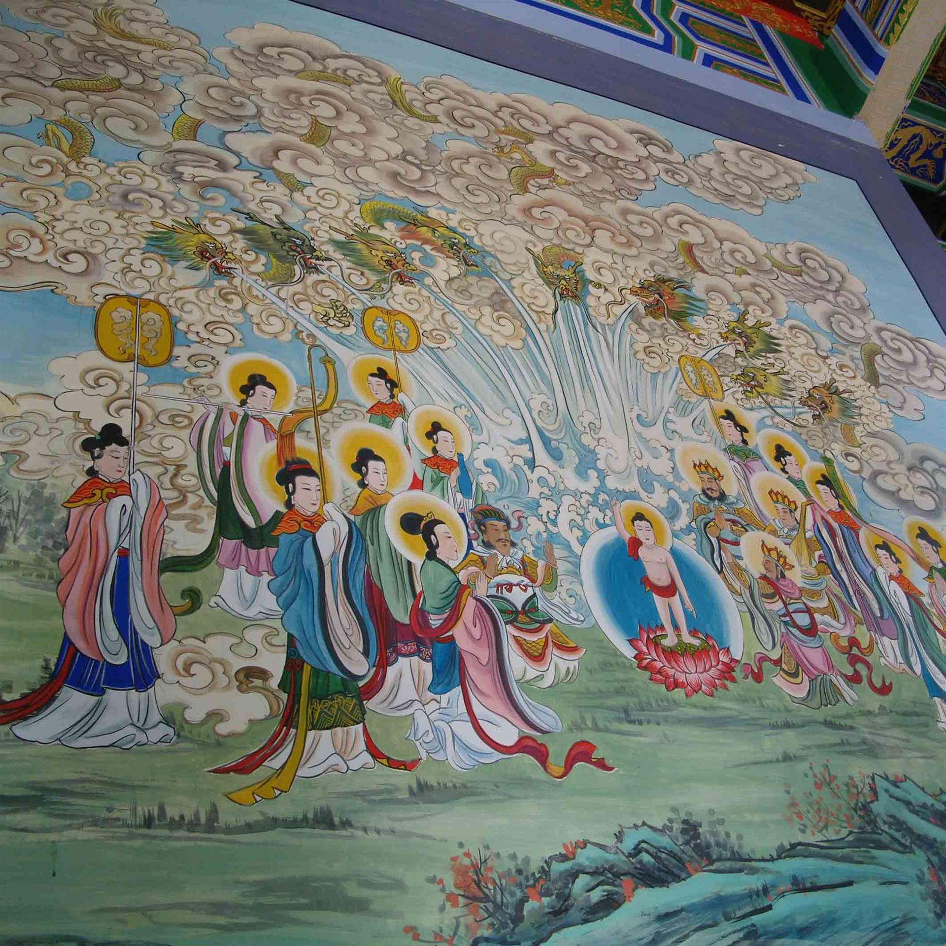 佛像壁画寺庙背景墙壁画-搜了网
